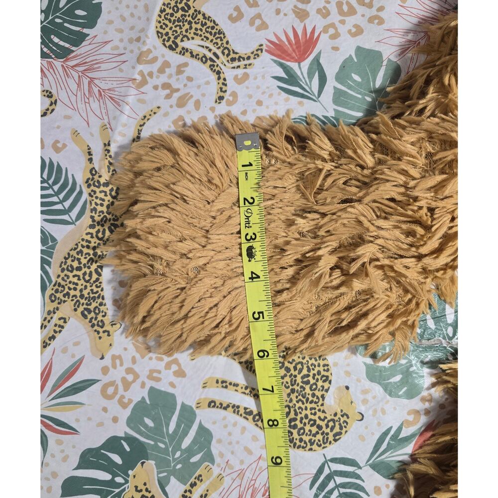Mystree Shag Fringe Jacket Mustard Yellow Camel Small Open Front Boho Statement image 5